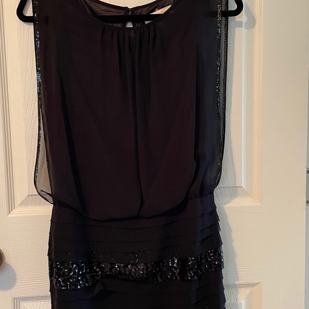 Aiden Mattox Black Sequin Accented Mini Dress Lbd